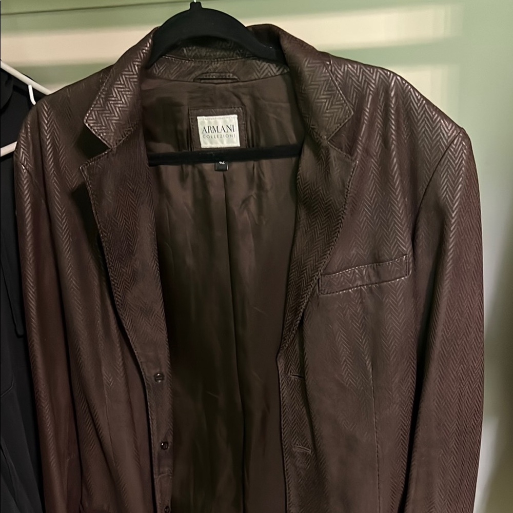 Armani Collezioni Brown Lightweight Shirt Jacket with Special Print